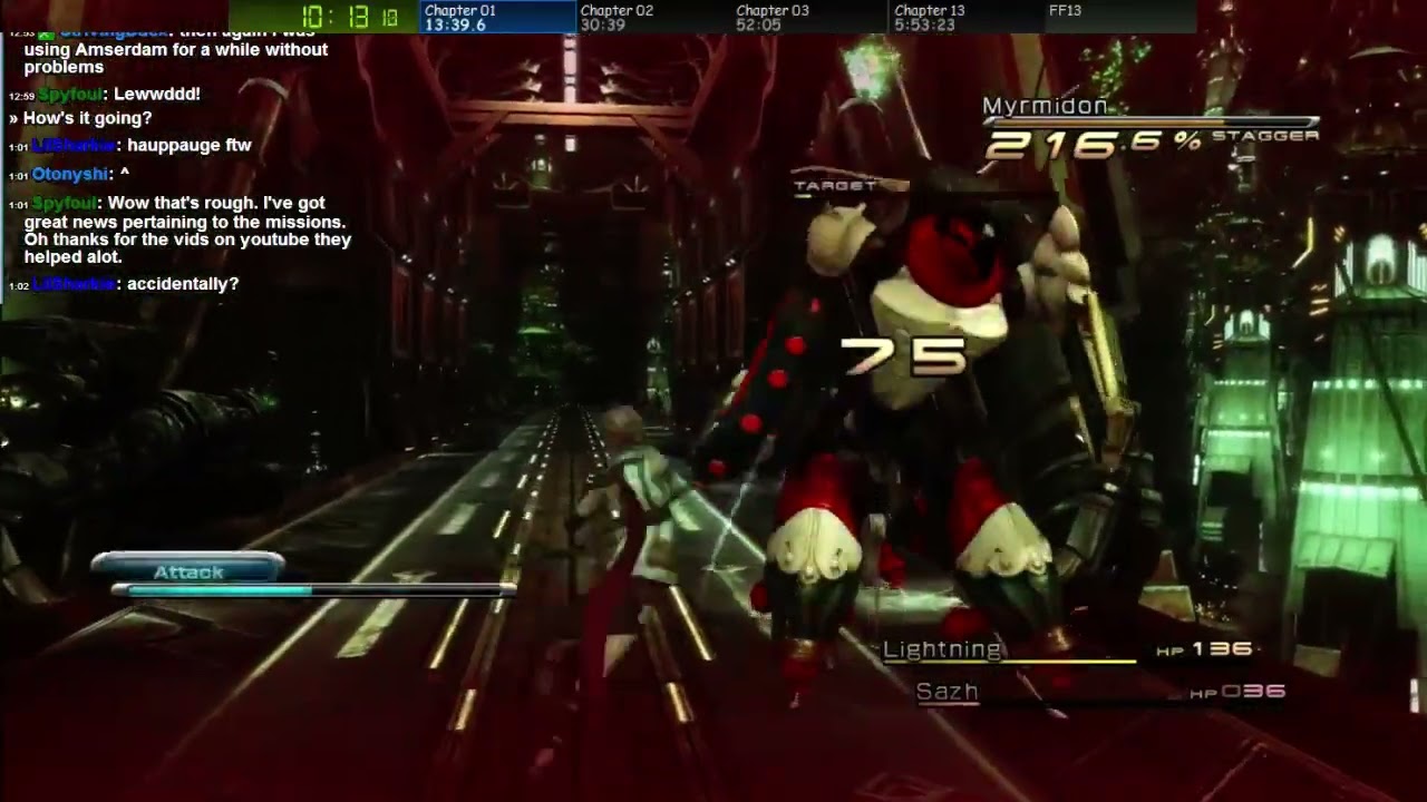 Final Fantasy XIII - Any% Speedrun - 5:46:27 [Streamed February 15, 2014]