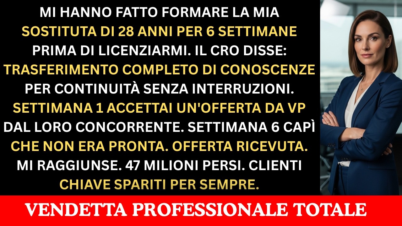 Mi Hanno Costreta ad Adestrare la Mia SostitutaPoi Lei Ha Lasciato per Unirsi alla MIA Nuova Azienda