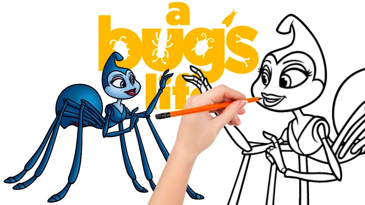 How to draw Rosie, a black widow spider - A Bug's Life