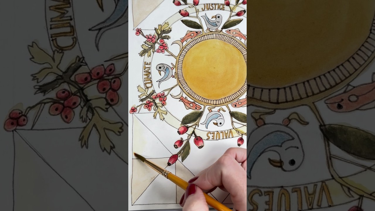 Making a mandala #artjournal page using homemade #botanicalinks