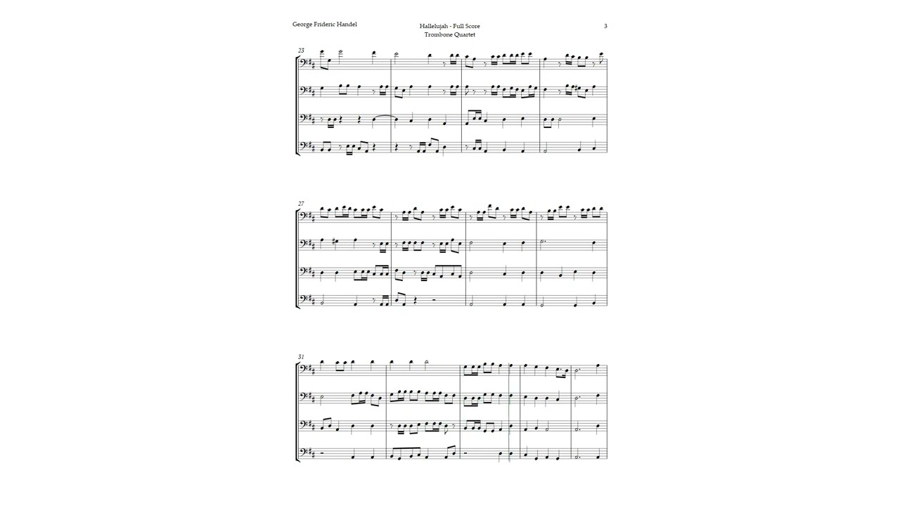 Hallelujah from Messiah by Handel for Trombone Quartet | SHEET MUSIC