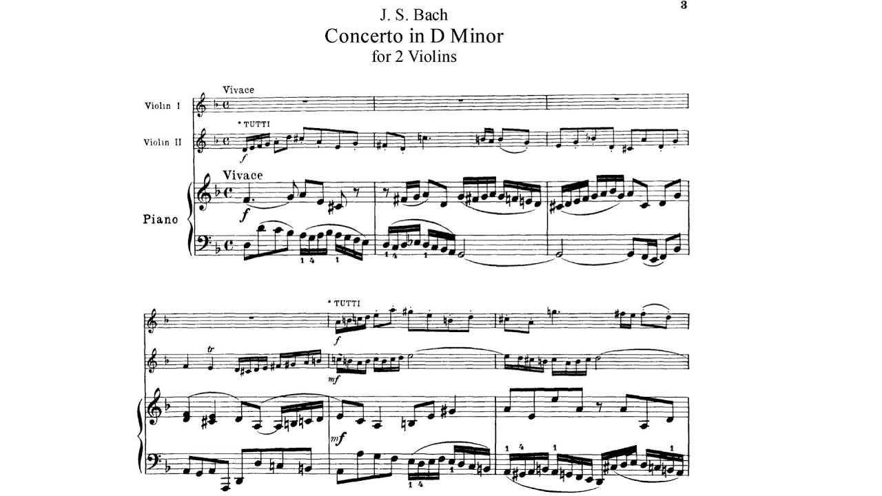 J.S Bach - Concerto for two violins in D minor, BWV 1043 1st mov [Piano part]