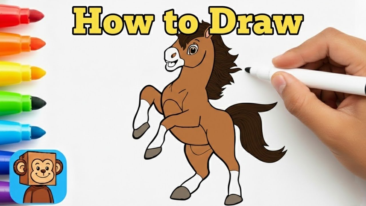 How to Draw a Horse 🐴 | Easy Horse  Drawing Tutorial
