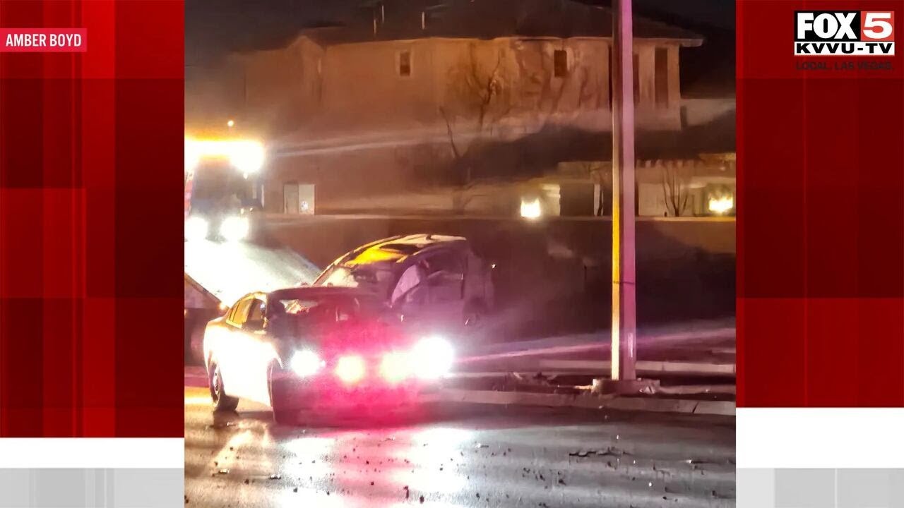 Area of rollover crash that hospitalized 5 in Las Vegas has ongoing street light outages