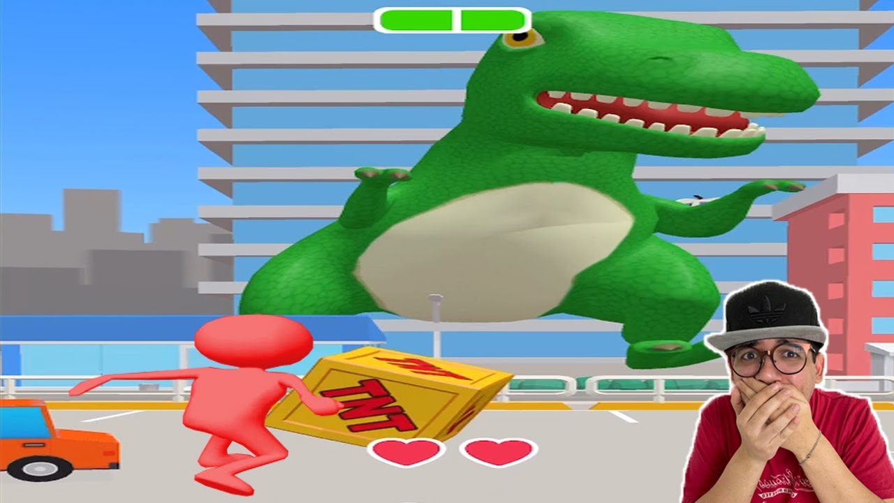 BONECO DE MASSA vs DINOSSAURO GIGANTE NA CIDADE!! (jogos de celular)