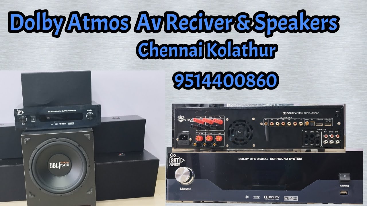 Dolby Atmos 5.1HDMI AV Reciver, AYINO Box Test,with Speaker Full Package Chennai Kolathur 9514400860