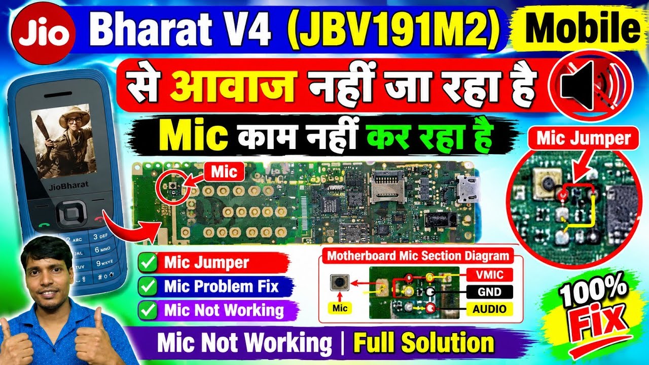 Jio Bharat V4 JBV191M2 Mic Not Working 😱 | Mic Jumper | Mic Problem Fix 🎤DSOS📲 Mic Section Diagram