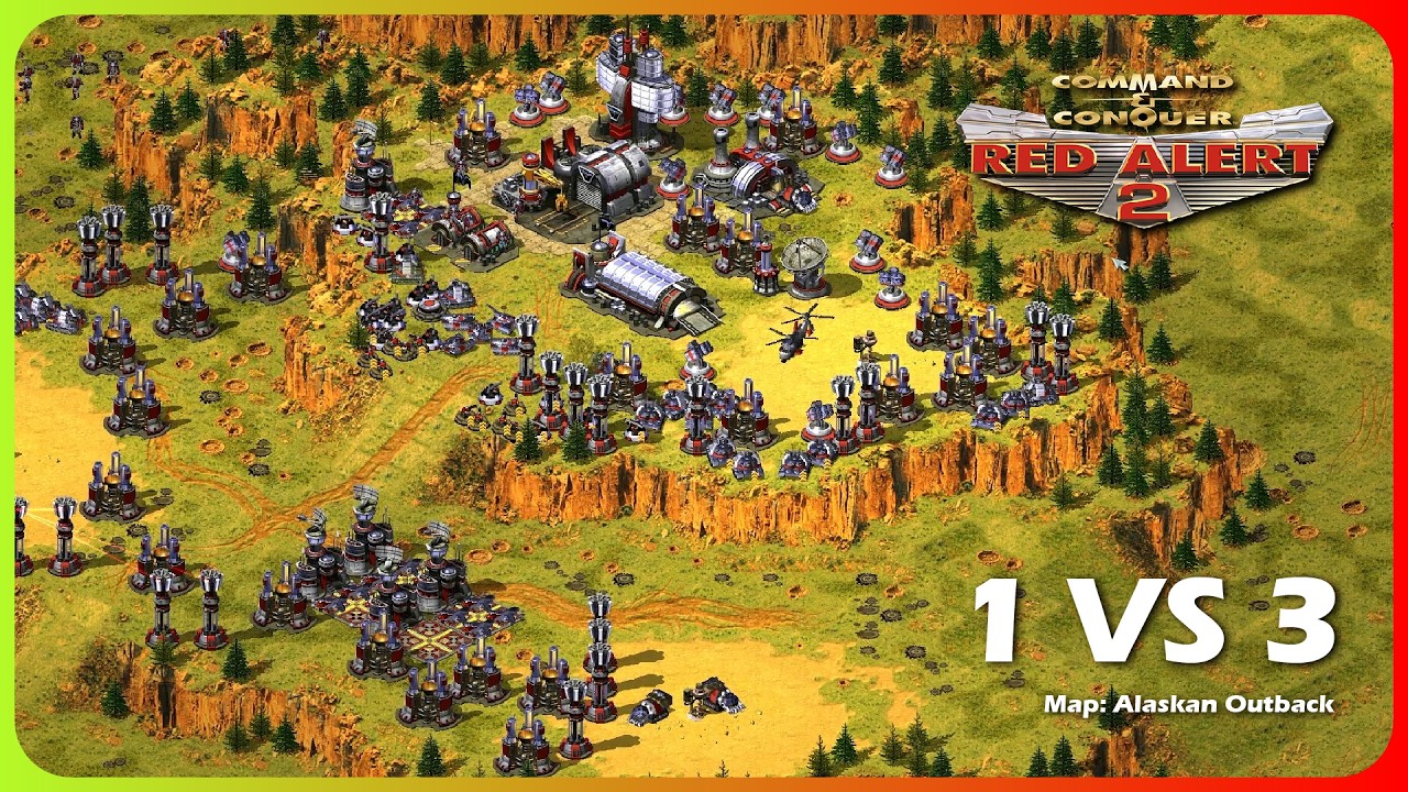 Red alert 2 | Map - Alaskan Outback | 1vs3 No SUPERWEAPONS (Extreme Ai)