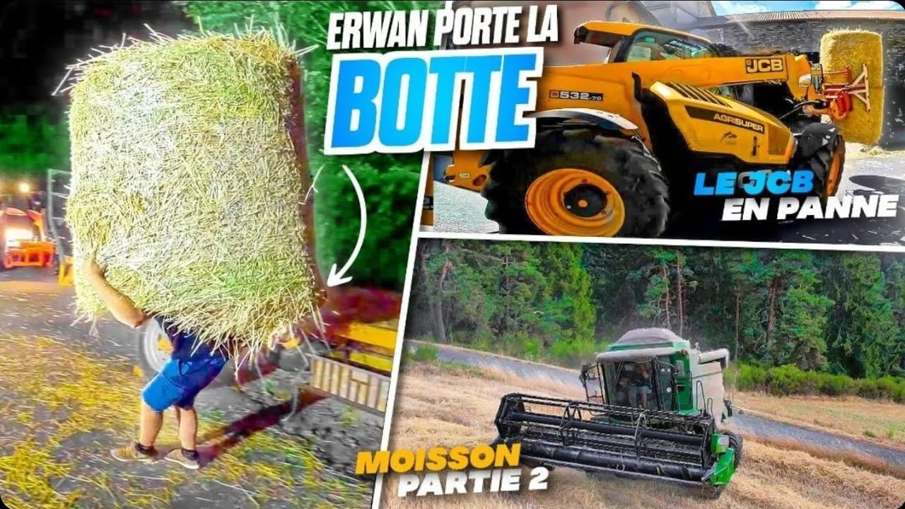 Panne du JCB Erwan prend le relais/ moisson et troc de Luzerne