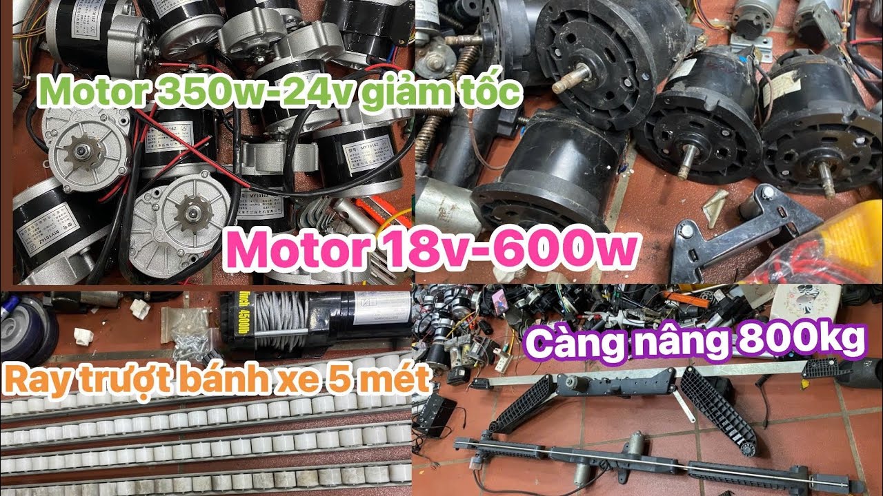 Động Cơ 18V-550W, Động Cơ Không Than 3000W, Tấm NLMT, Motor Giảm Tốc 24V-350W