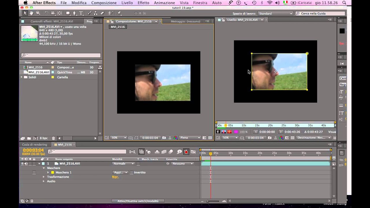 After Effects Tutorial - 19 introduzione alle maschere