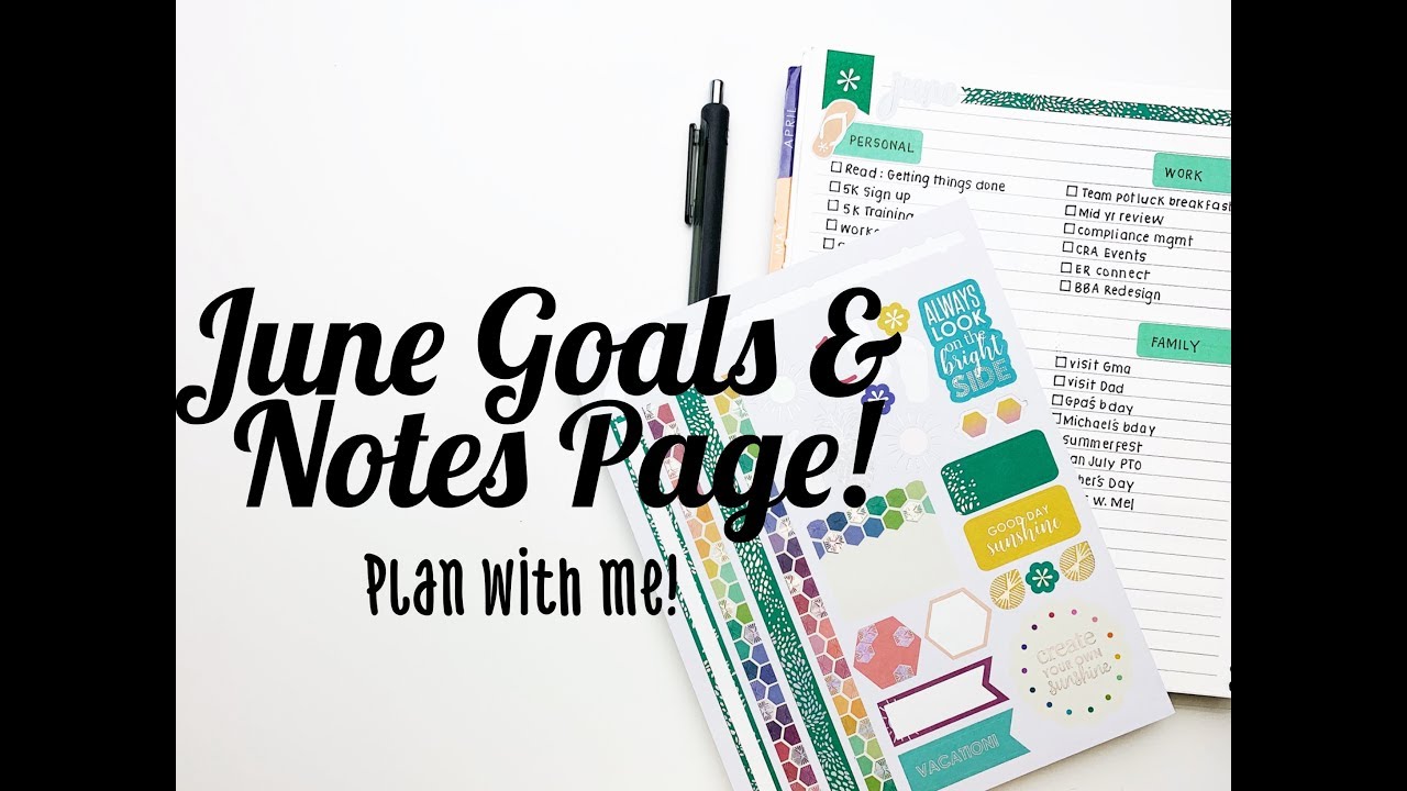 Erin Condren Life Planner June 2019 Goals & Notes Page - Plan With Me!