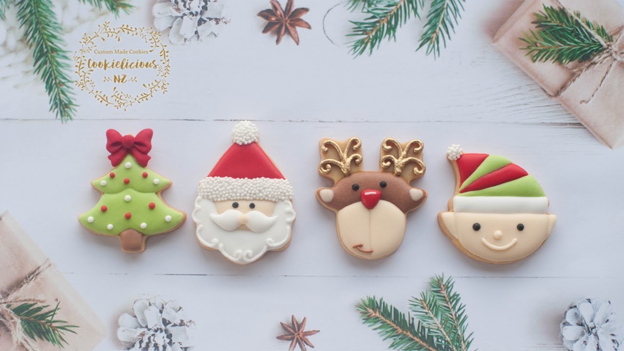 How to make CHRISTMAS MINI COOKIES - Learn to make Santa, Elf, Rudolf and Christmas Tree cookies