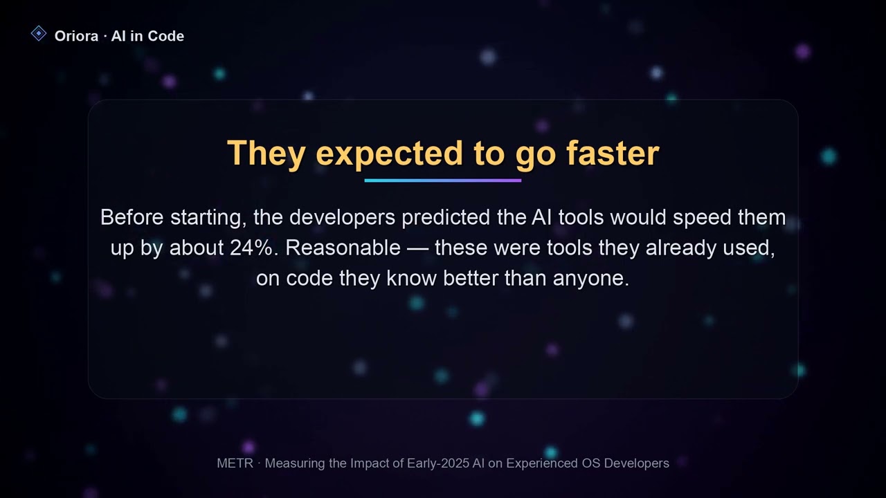 Developers were 19% slower with AI &mdash; and still thought they were faster