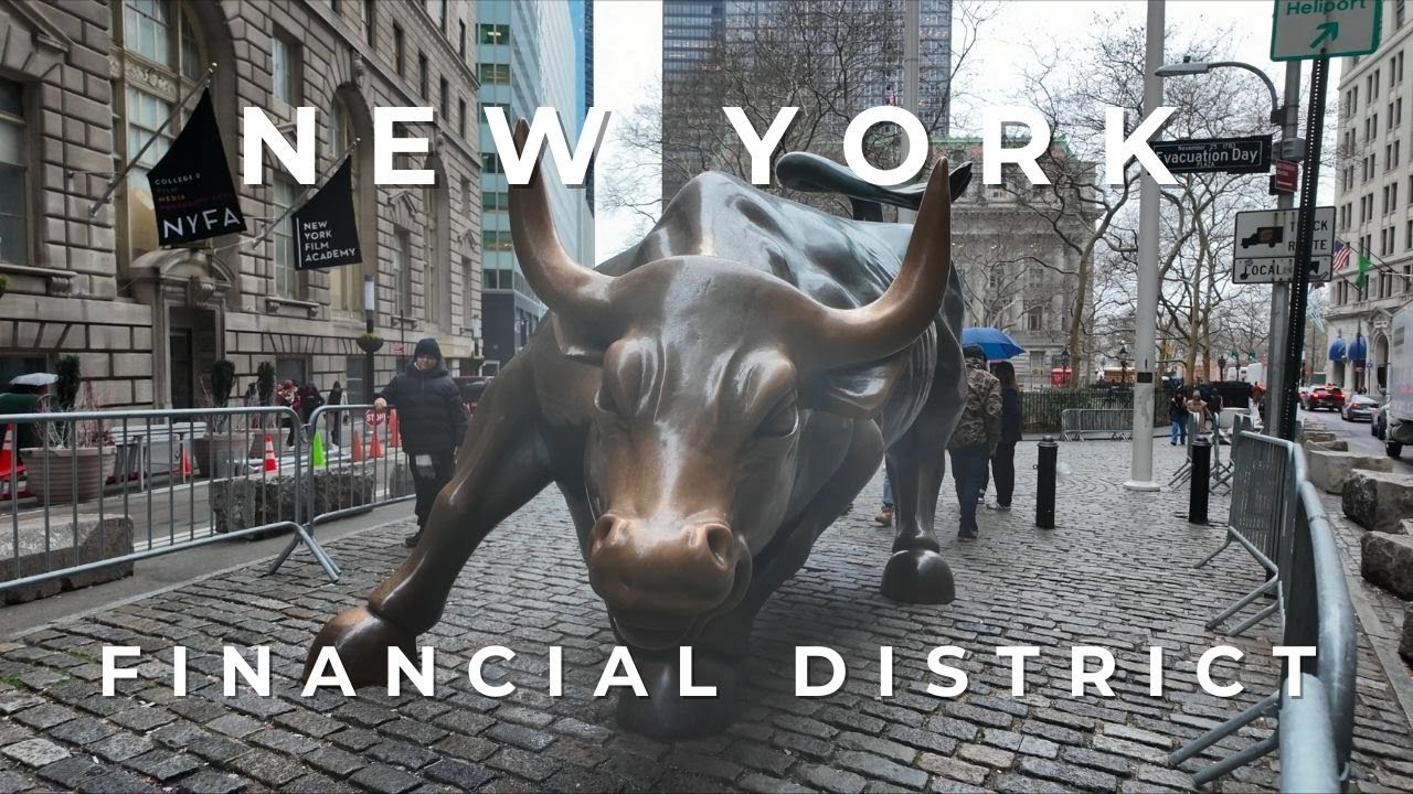 [4K] Rainy Day in New York: Financial District Walking Tour