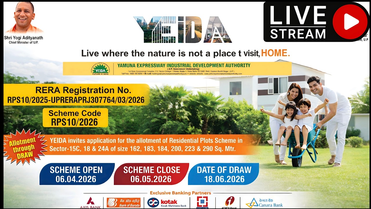 Live:- Yeida Residential Plots Draw RPS10/2026 News