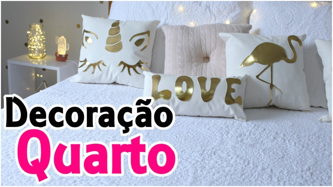 DIYs DECORAÇÃO PARA O QUARTO | Almofadas Flamingo, Unicórnio, Luminária de LED| Viviane Magalhães