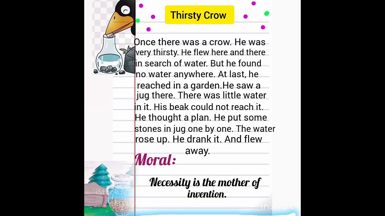 Thirsty Crow story in English/thirsty Crow moral story in English writing