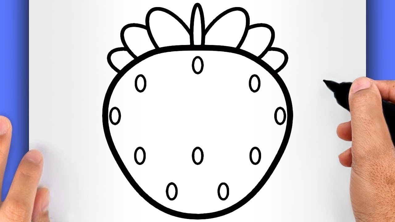 CÓMO DIBUJAR UNA FRESA (FÁCIL PASO A PASO) | DIBUJOS DE FRUTAS