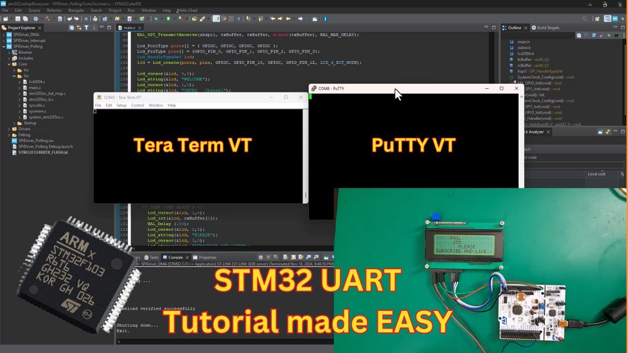 16. Build an STM32 UART Driver - PuTTY & Tera Term Terminal. part 1