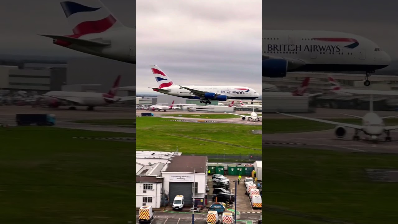 Perfect British Airways A380 Landing on Runway 27R! #britishairways #heathrow #airbusa380