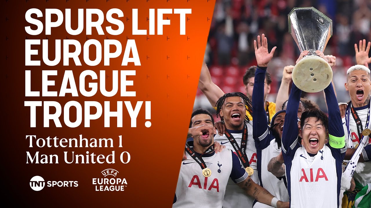 CELEBRATIONS! Tottenham lift the 2025 UEFA Europa League after beating Man United 🏆⚪ #UEL