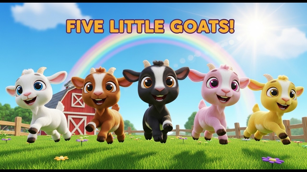 Five Little Goats 🐐 | Fun Kids Song | 3D Animation | Learn Colors | Nursery Rhyme for Toddlers