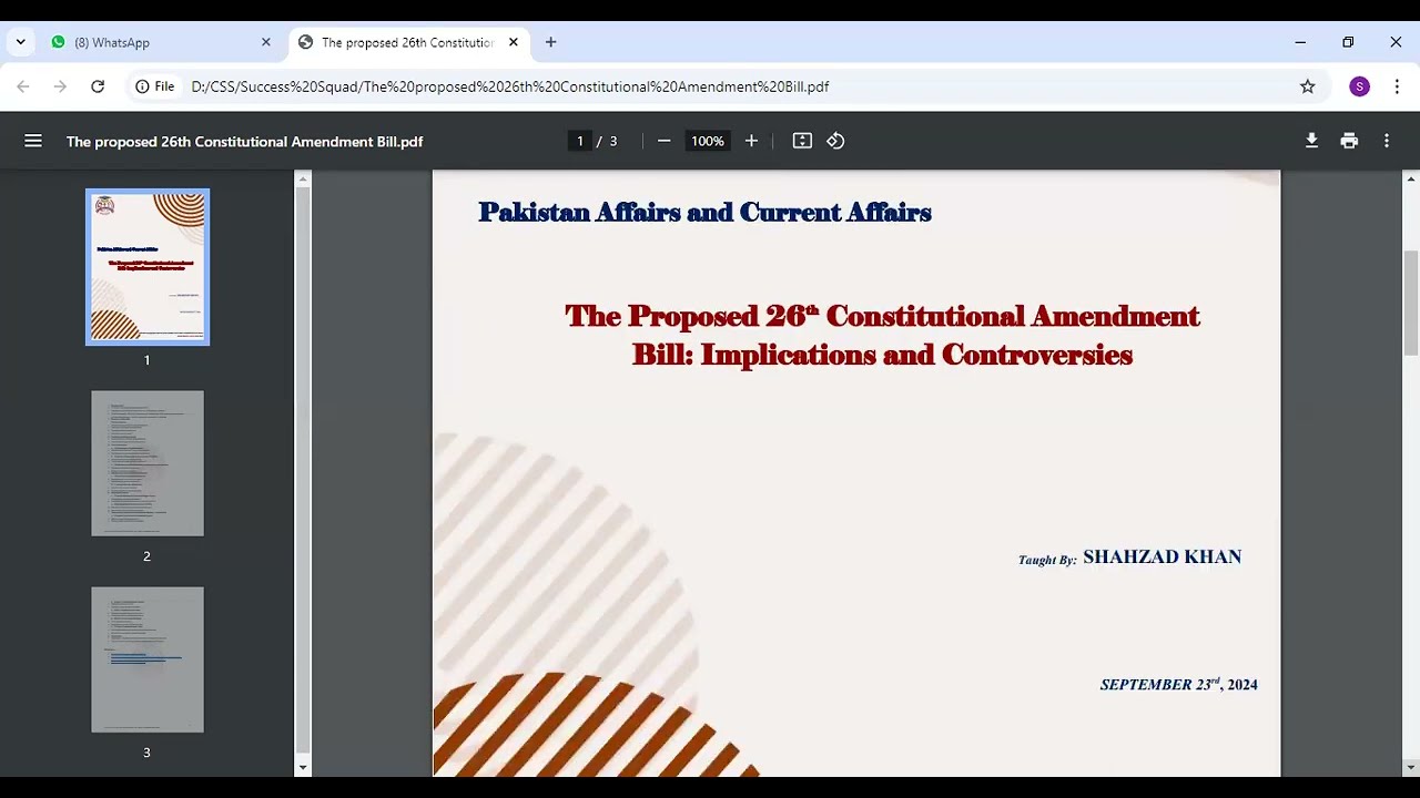 The Proposed 26th Amendment Bill: Implications and Controversies - Explained