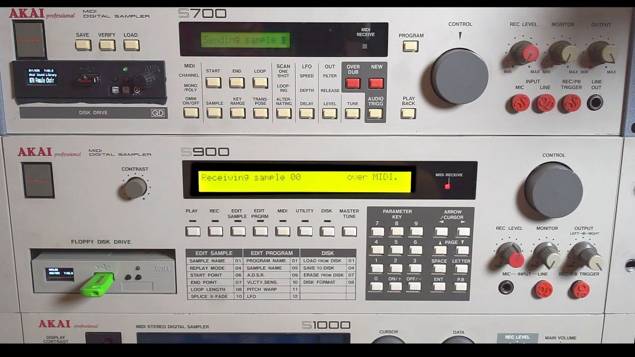 Akai S700 & S900 - MIDI sample dumps | tutorial + bonus S612