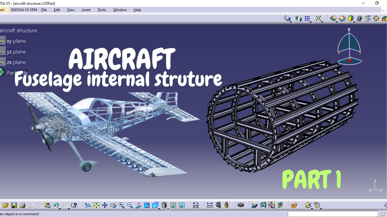 Aircraft Fuselage Internal Structure Design in Catia V5 Tutorial part1 #aircraftdesign #catiav5