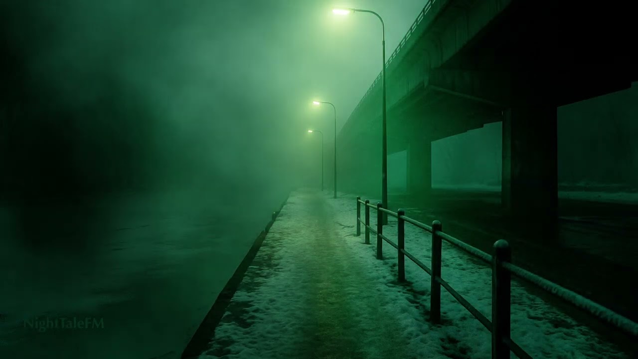 an empty city on a cold winter night (horror ambience)