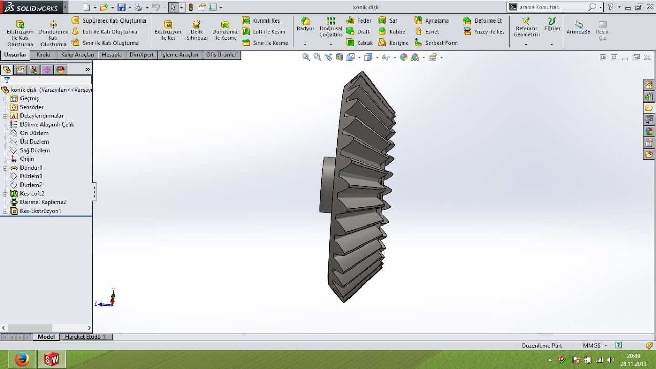 Solidworks ile Konik Dişli Çizimi  Part 1