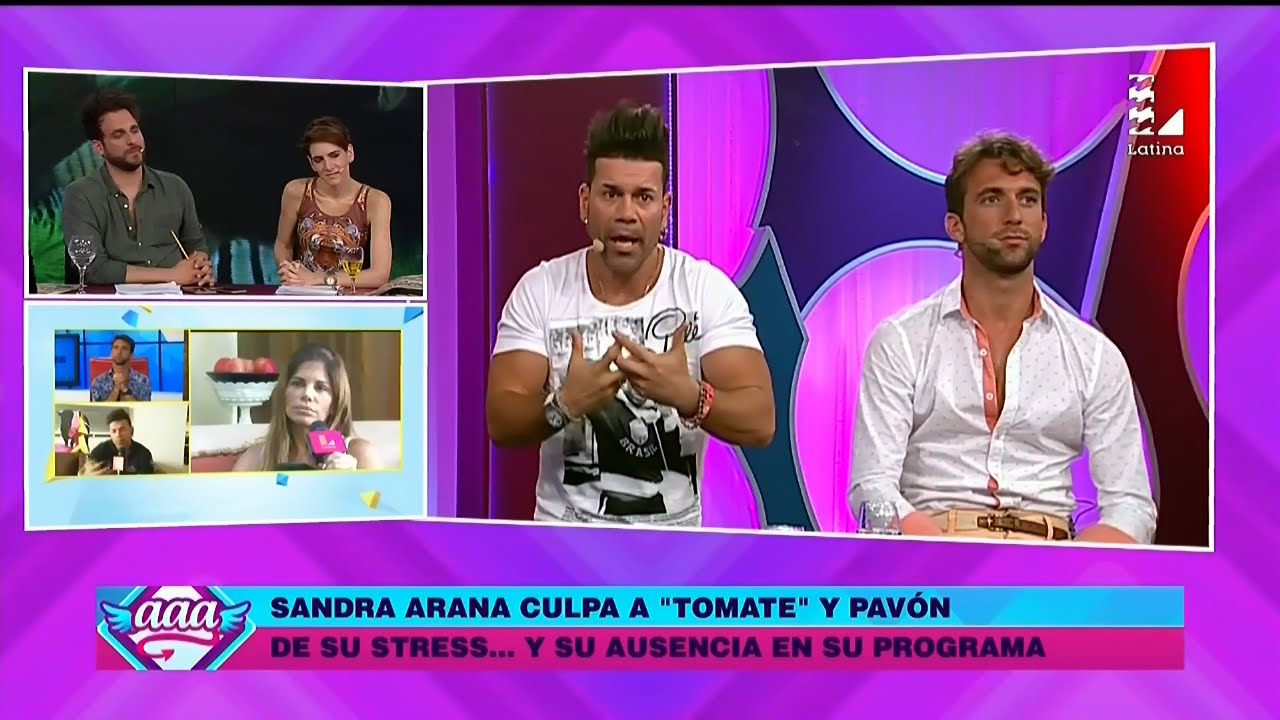 AMOR AMOR AMOR 22/03/16 SANDRA ARANA CULPA A PAVÓN Y TOMATE DE SU STRESS, ELLOS LE RESPONDE CON TODO