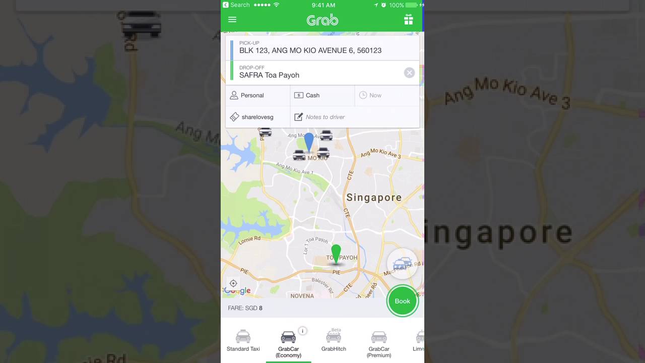 how to take a grab car in singapore