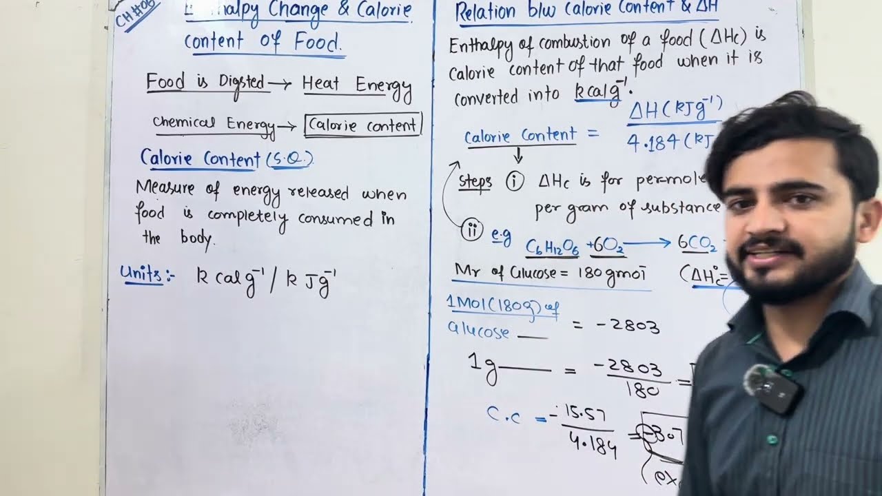 6.7 Enthalpy Change and Calorie Content of Food | Relation Between ΔH and Calorie Content | Ch #6
