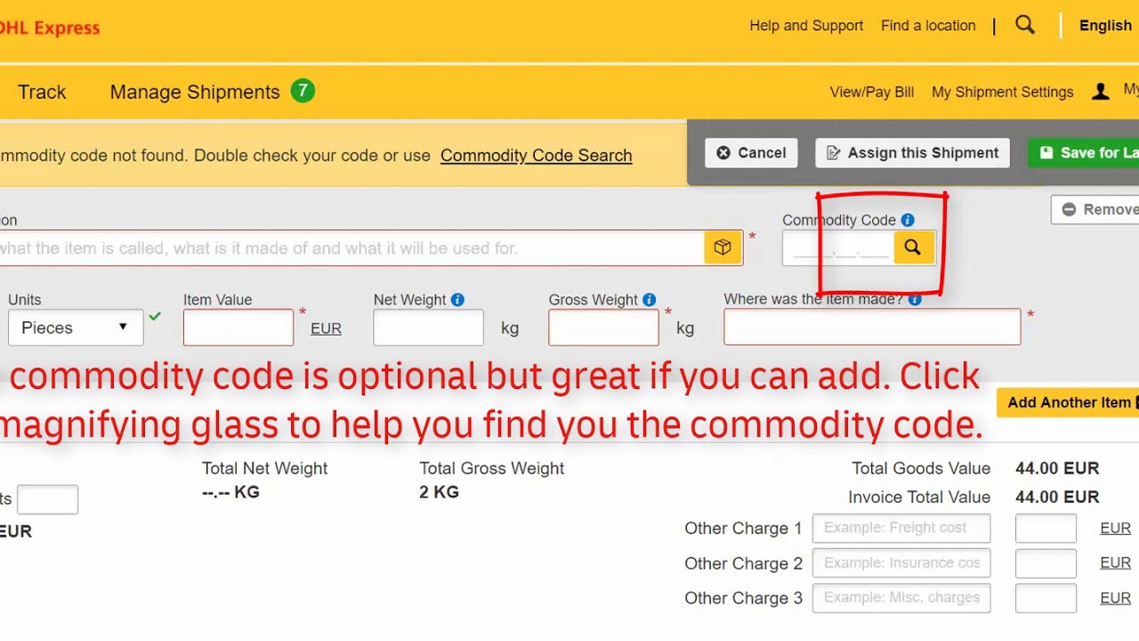 MyDHL+ Creating a Customs Invoice