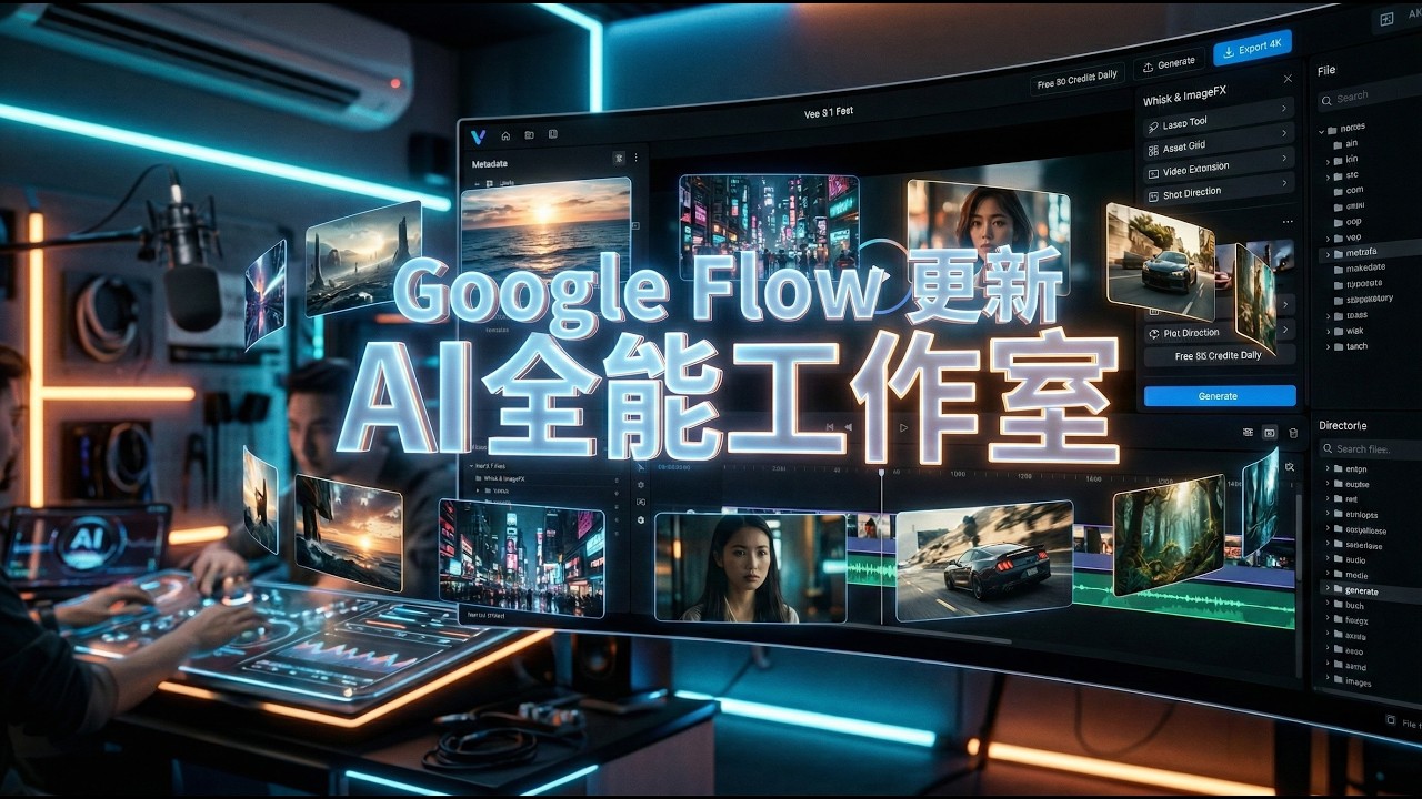 AI影片生成Google Flow 全能工作室！介面工具全面改版實測：影片延伸、局部修改從生圖到運鏡，一個頁面搞定 AI 創作！ #nanobananapro #googleveo3 #ai視覺實驗室