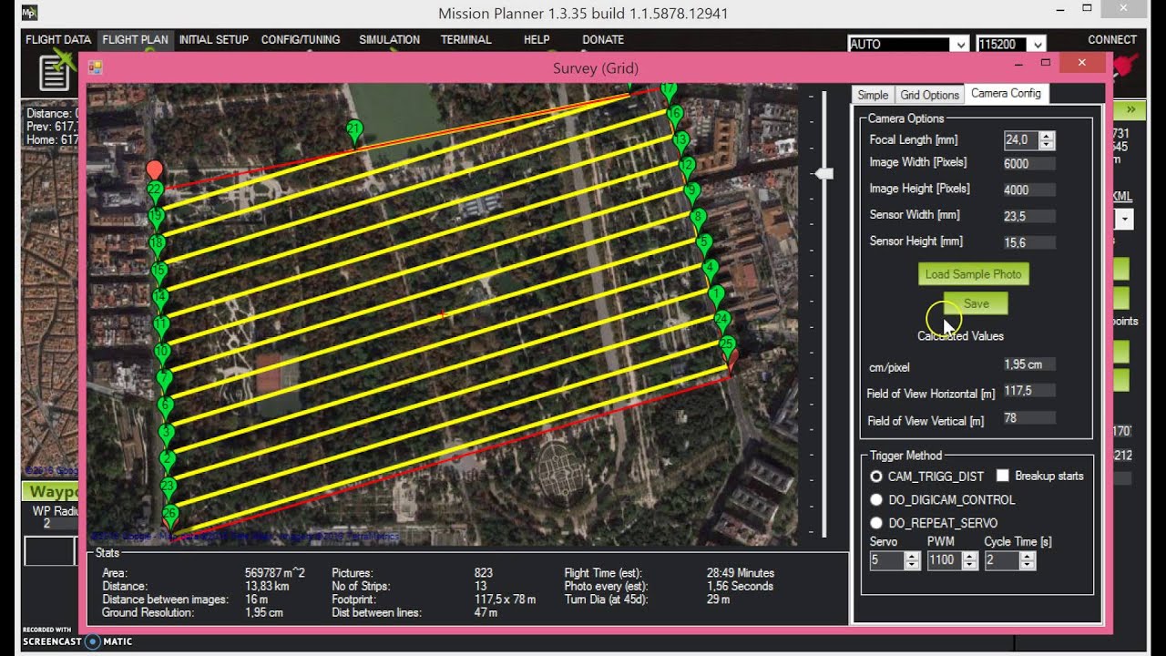 Setting up a mapping mission with Mission Planner (Tutorial)