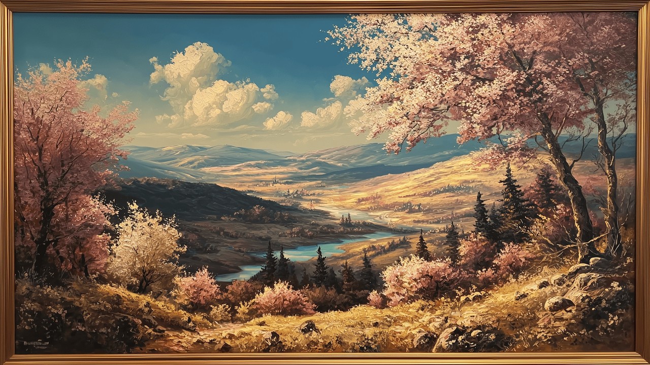 Cherry Blossom Valley (Sakura) 🌸 | 4K Frame TV Art Screensaver (No Music) | 3 Hours