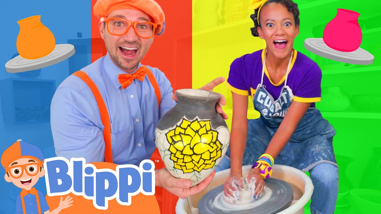 Blippi and Meekah Learn Colors with Messy Pottery Clay! | Blippi - Learn Colors and Science