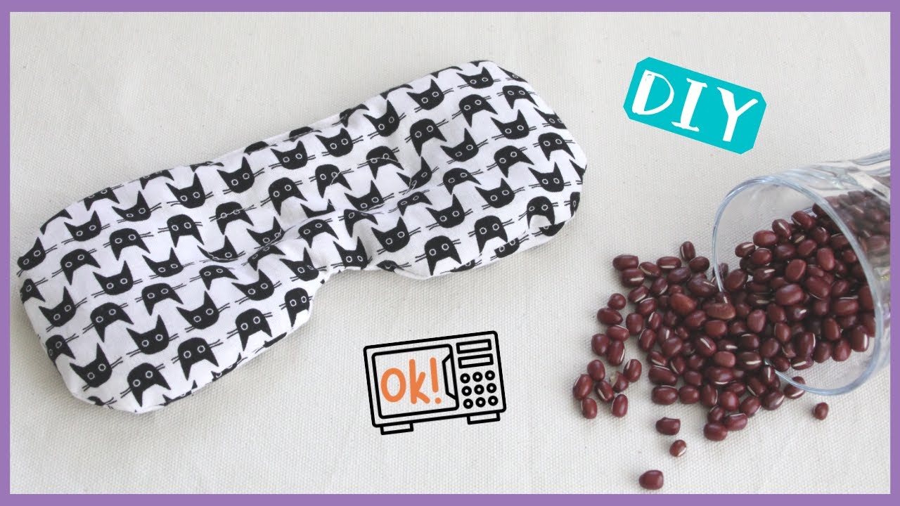 DIY Eye Pillow with Azuki Beans 手作りアイピロー｜あずきで何度も繰り返し温められる｜電子レンジで温め20秒｜型紙無料！