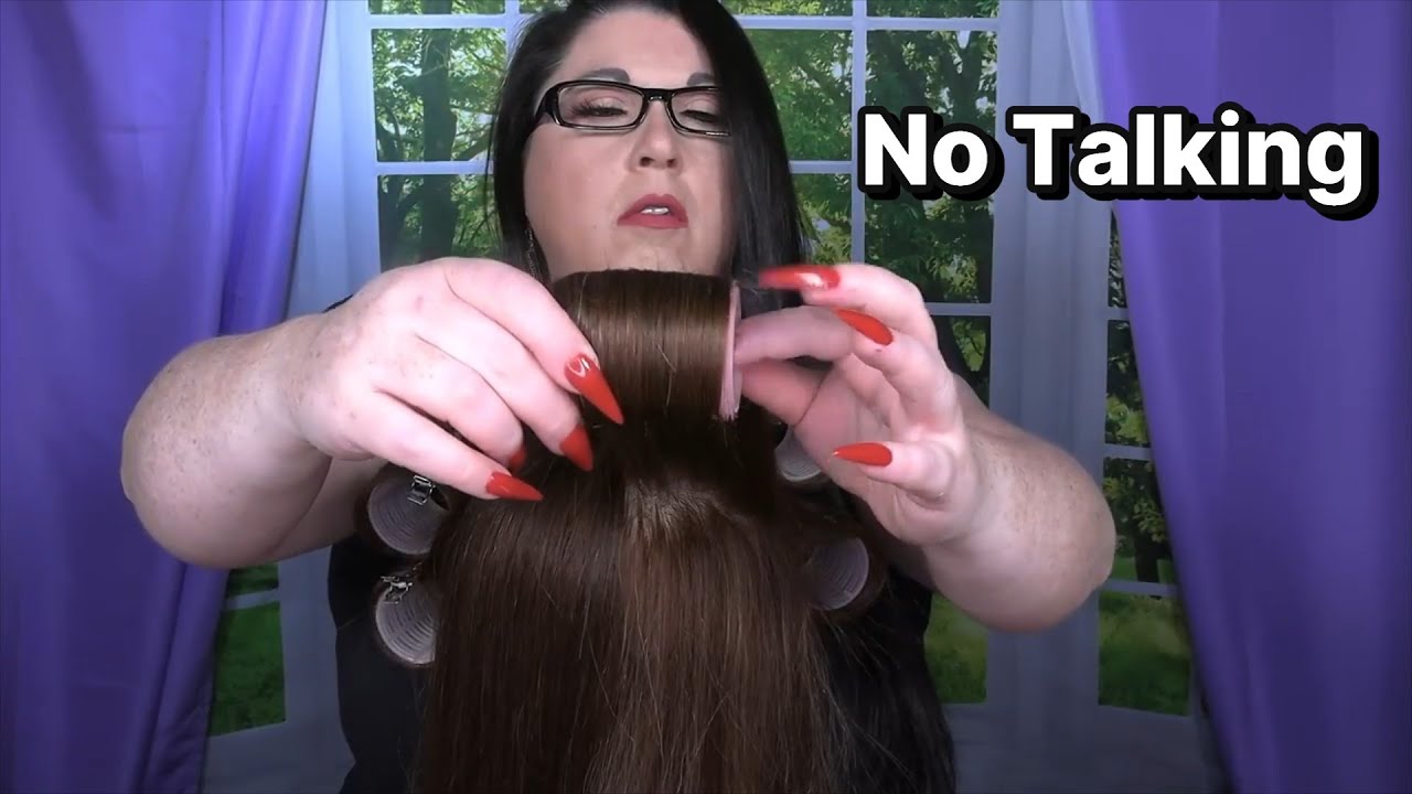 ASMR Hair Salon Roleplay (NO TALKING) (Wet Haircut, Curlers, Hair Curling, Curling Iron, Spray)