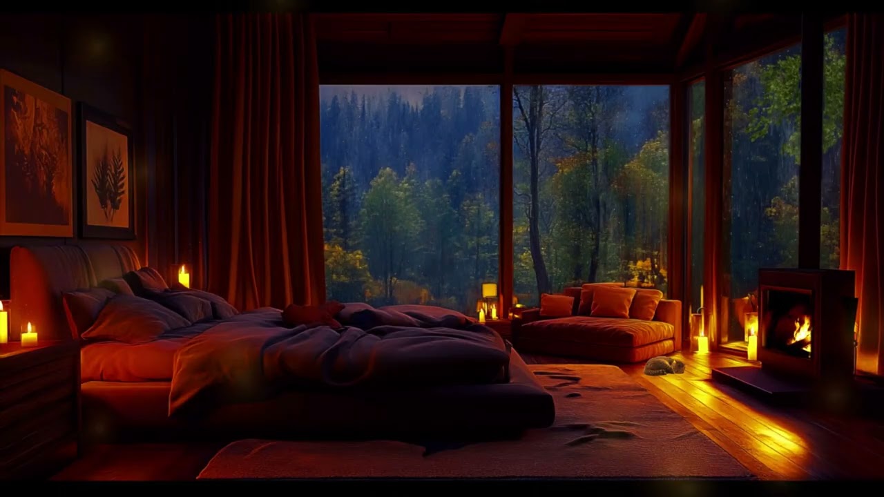 Cozy Living Room Ambience | Fireplace, Candles & Relaxing Jazz 🎷