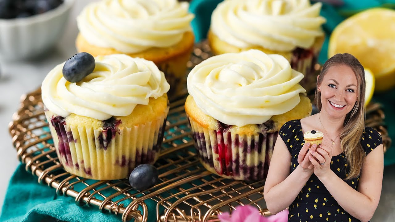 Lemon Blueberry Cupcakes made with Fresh Lemon and Blueberries