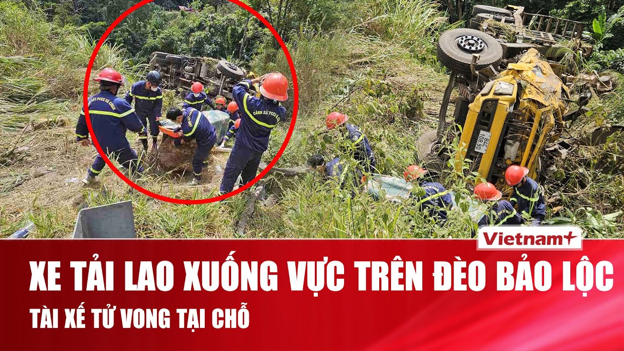 Mất phanh trên đèo Bảo Lộc, xe tải chở máy đào lao xuống vực: Tài xế tử vong tại chỗ