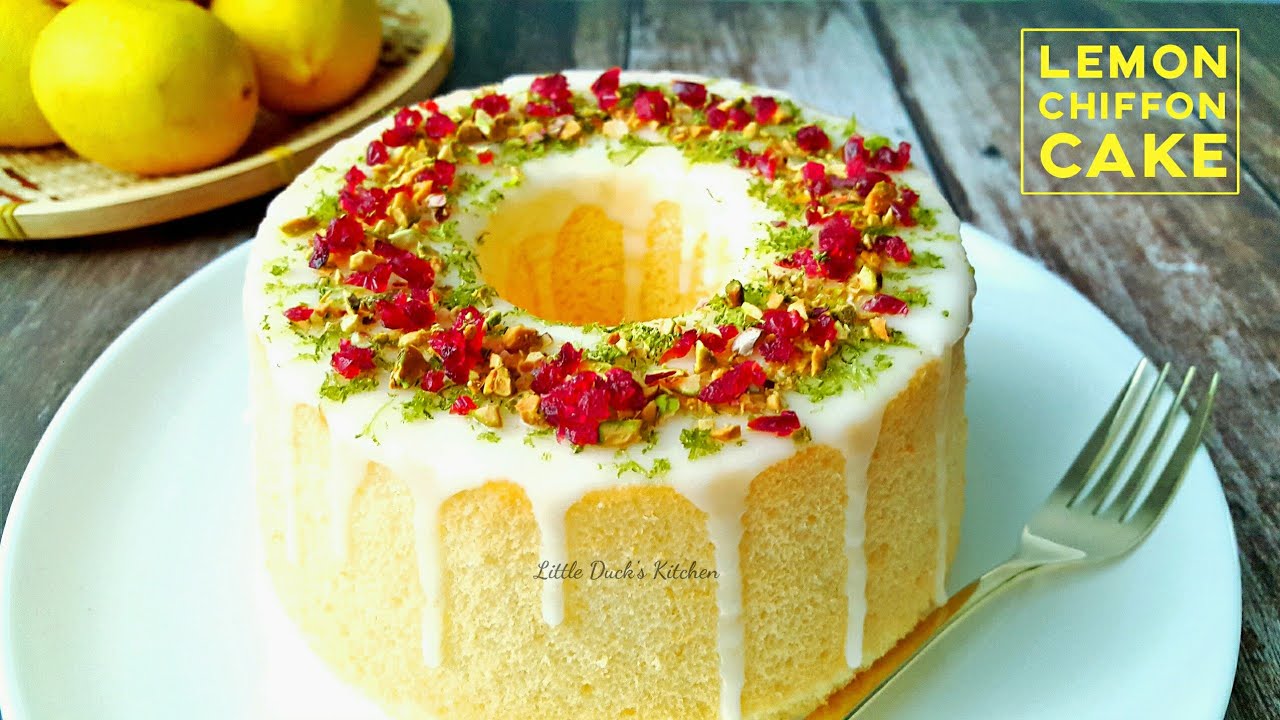Как сделать красивый лимонно-шифоновый торт (Beautiful Lemon Chiffon Cake Recipe)