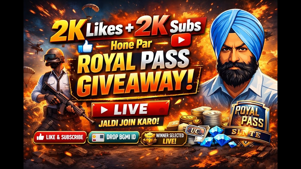 2K Likes + 2K Subscribers Complete Hone Par Royal Pass Giveaway 🔥