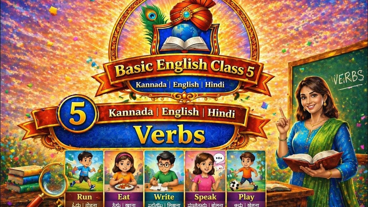 Spoken English Class 5master English 4life | Verbs in kannada | English through Kannada & Hindi