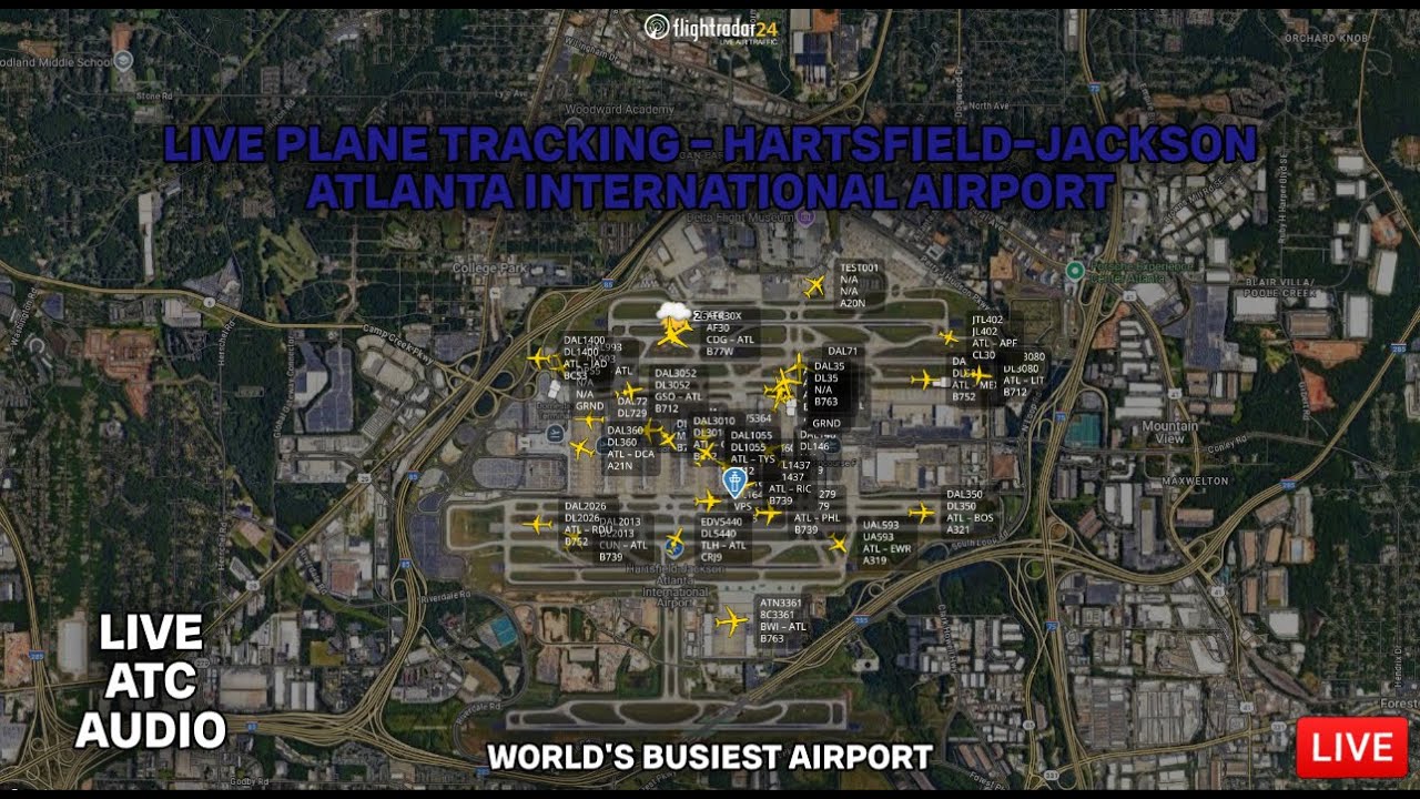 🔴 LIVE: (ATL) Hartsfield-Jackson Atlanta International Airport Plane Tracking & ATC audio