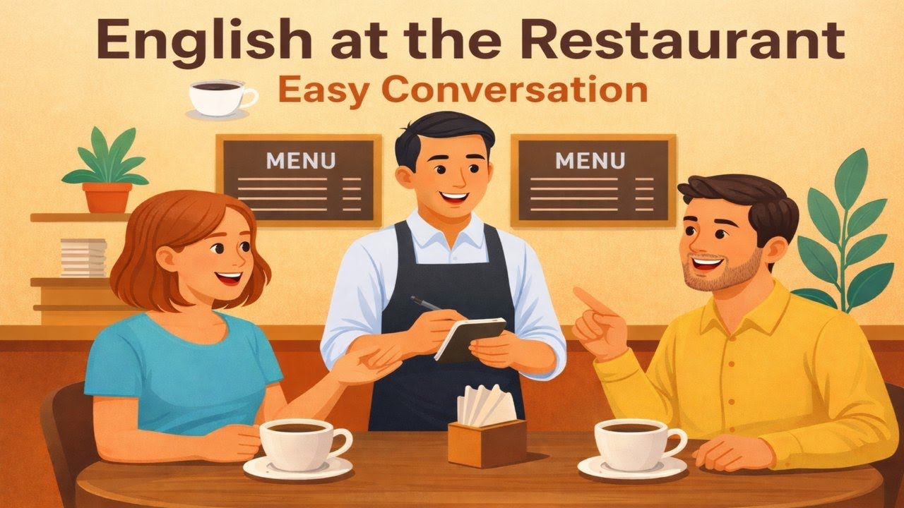 Easy Conversation for Beginners  | Dr. English Channel Podcast | Learn English at the Restaurant 🍔